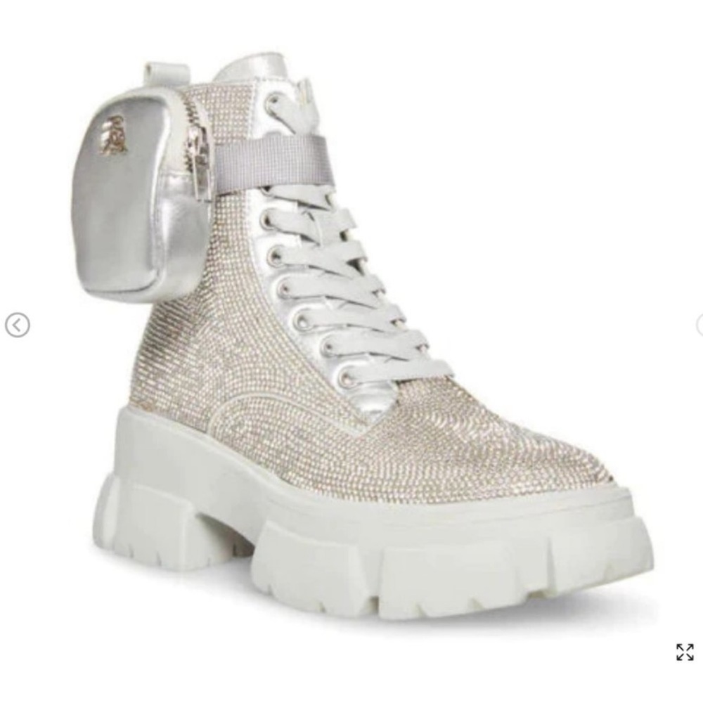 Steve Madden Thora-R Rhinestones Embellished Chunky Lug Sole Boots